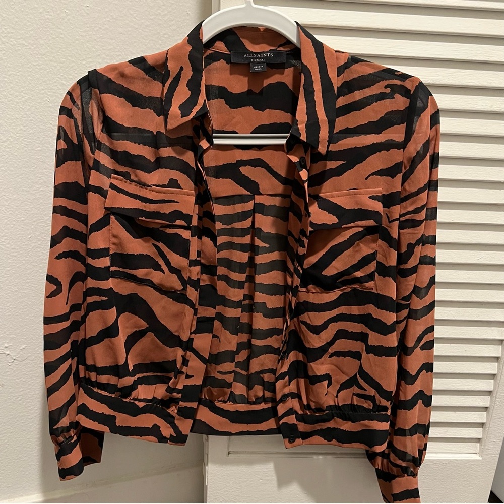 All Saints Tiger Printed Blouse